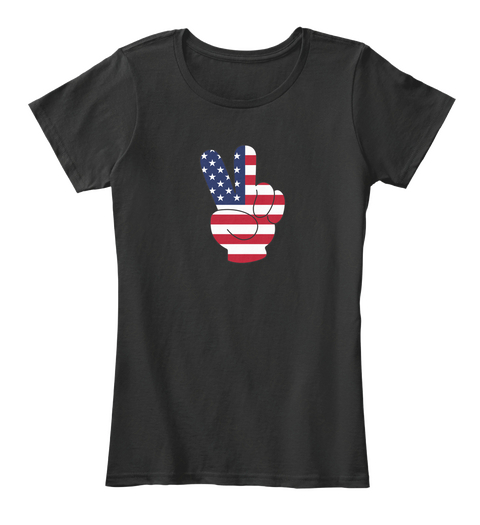 American Flag Peace Sign Black T-Shirt Front