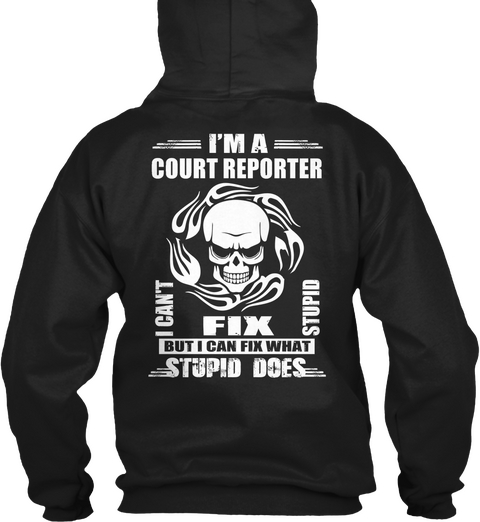 Court Reporter Black T-Shirt Back