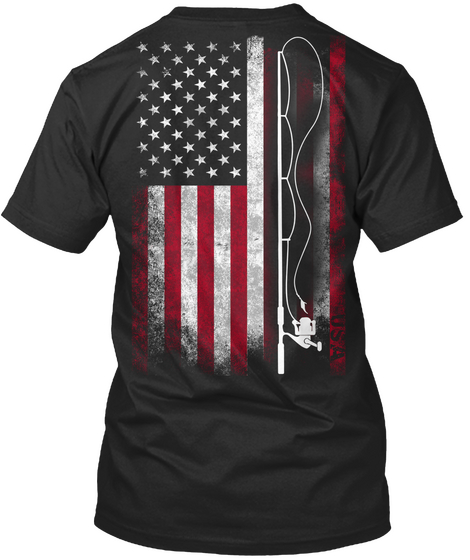 Usa Fisherman's Flag Black T-Shirt Back