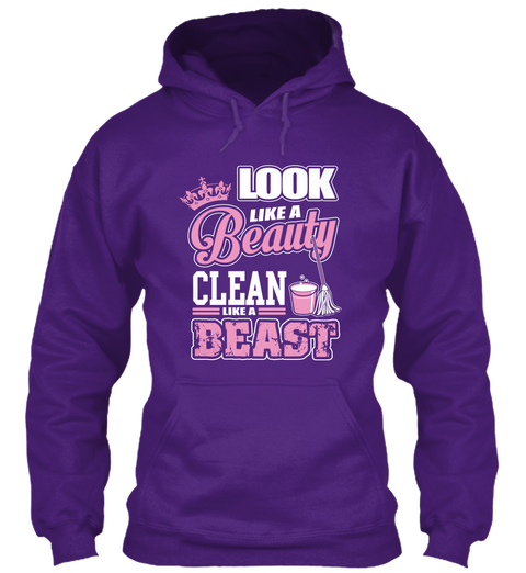 Beauty Cleans Like A Beast Purple Kaos Front
