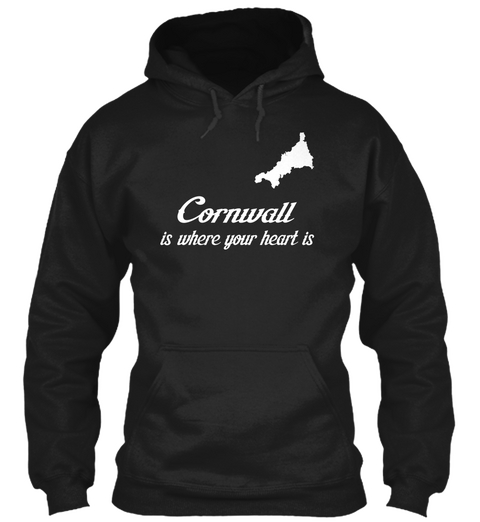 Cornwall Is Where Your Heart Is Black T-Shirt Front