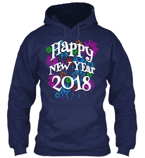Happy New Year 2018 Navy Maglietta Front