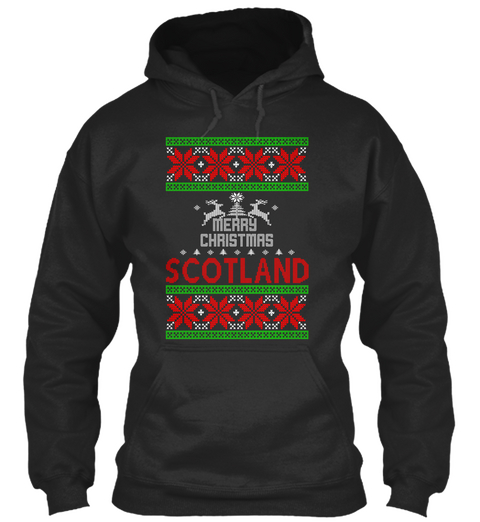 Merry Christmas Scotland Jet Black T-Shirt Front