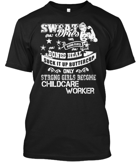 Childcare Worker Black T-Shirt Front