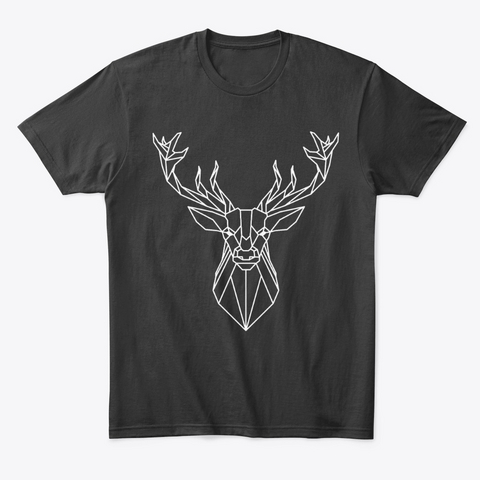 Vector Deer Black Black T-Shirt Front