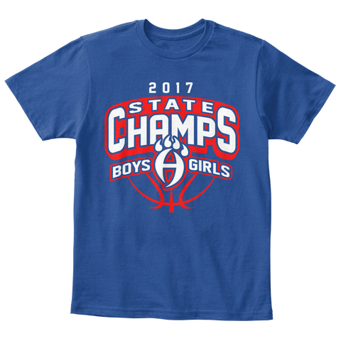 2017 State Champs Boys Girls Deep Royal  áo T-Shirt Front