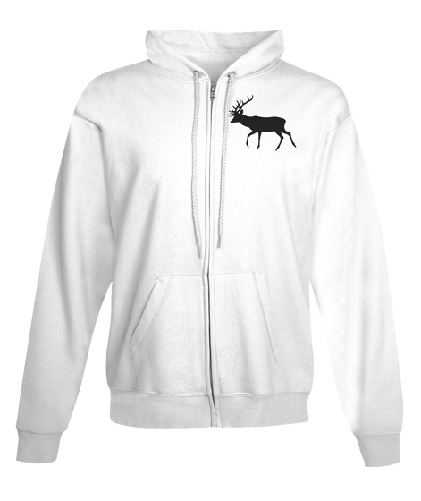 Zip Hoodie Walking Deer Buck White Camiseta Front