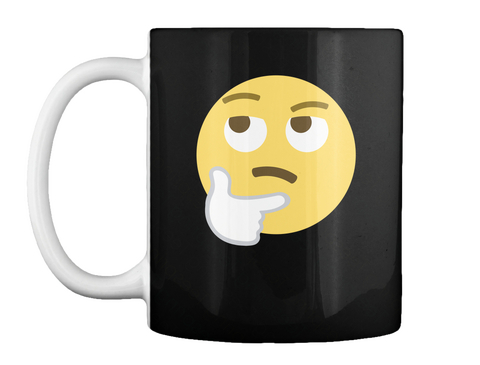 Emoji Thinking Face Coffee Mug Black áo T-Shirt Front