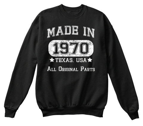 Made In 1970 Black T-Shirt Front