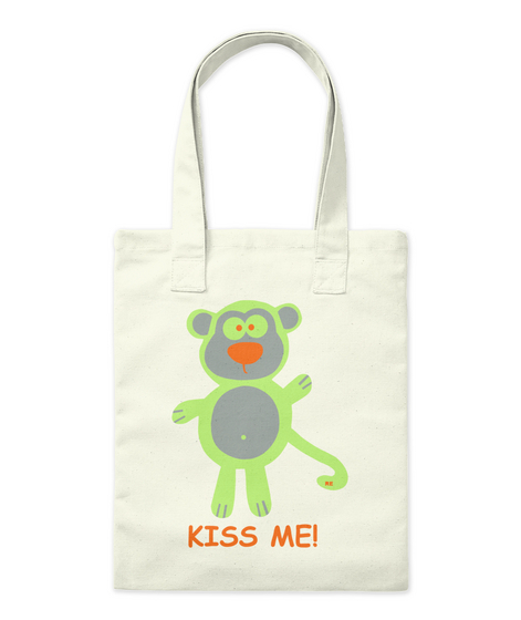 Kiss Me Monkey Mug   Drawstring Bag   12 Natural Kaos Front