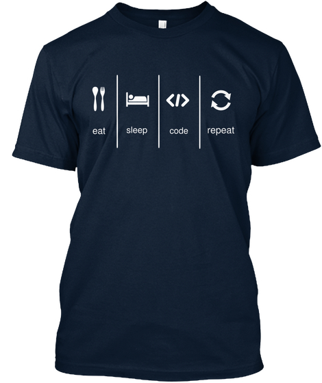 Eat Sleep Code Repeat New Navy áo T-Shirt Front