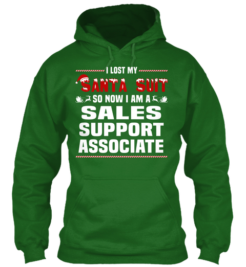 I Lost Santa Suit So Now I Am A Sales Support Associate Irish Green T-Shirt Front