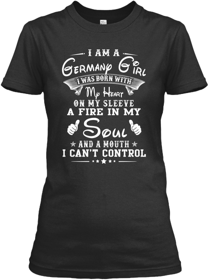 Germany Girl Black T-Shirt Front