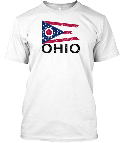 Ohio Flag Special State Vintage Edition White T-Shirt Front