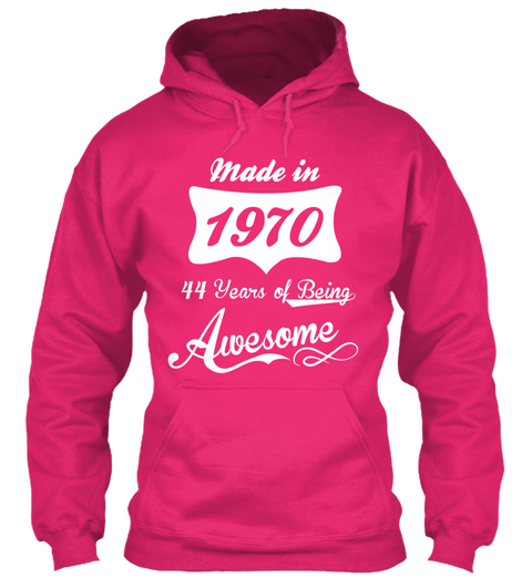 Made In 1970 44 Years Of Being Awesome Heliconia Camiseta Front