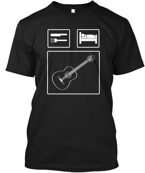 Eat.Sleep.Guitar Black T-Shirt Front
