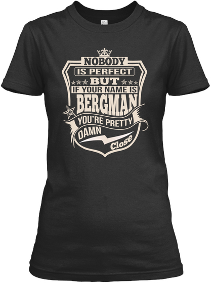 Nobody Perfect Bergman Thing Shirts Black T-Shirt Front