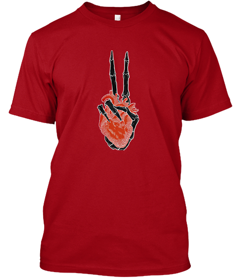 Peace Heart Deep Red T-Shirt Front