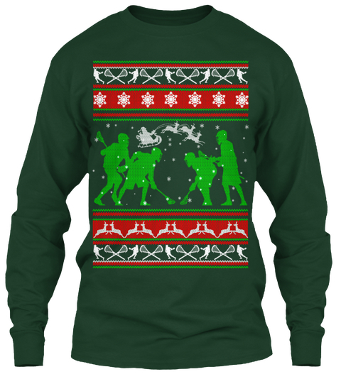 Lacrosse Shirt   Lacrosse Christmas  Forest Green T-Shirt Front