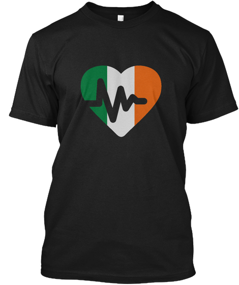 My Heart Beats For Ireland! Black T-Shirt Front