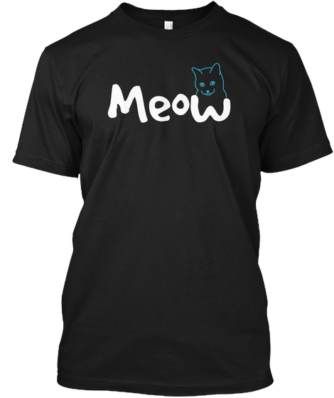 Meow Black T-Shirt Front