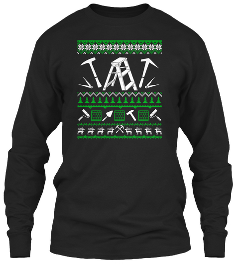 Roofer Christmas Sweater T Shirt Black Kaos Front