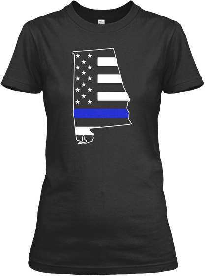 Alabama Thin Blue Line Women's T Shirts Black T-Shirt Front