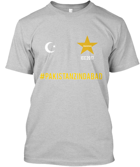 Pakistan Icc 2017 #Pakistanzindabad Light Steel áo T-Shirt Front