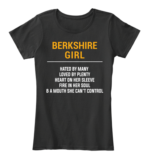 Berkshire Vt Girl   Heart On Sleeve. Customizable City Black Maglietta Front