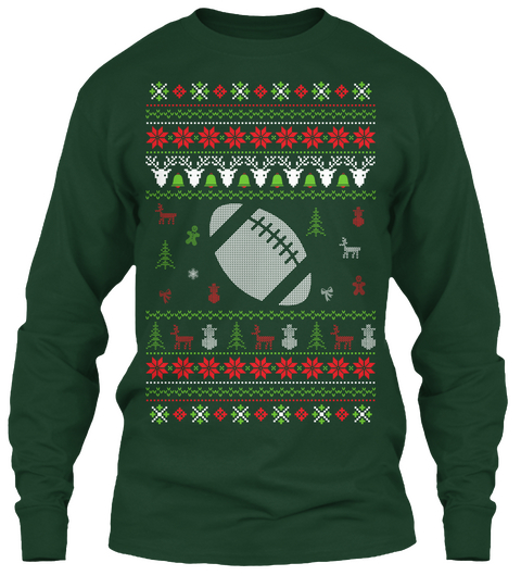 Rugby Ugly Christmas Sweater Forest Green T-Shirt Front
