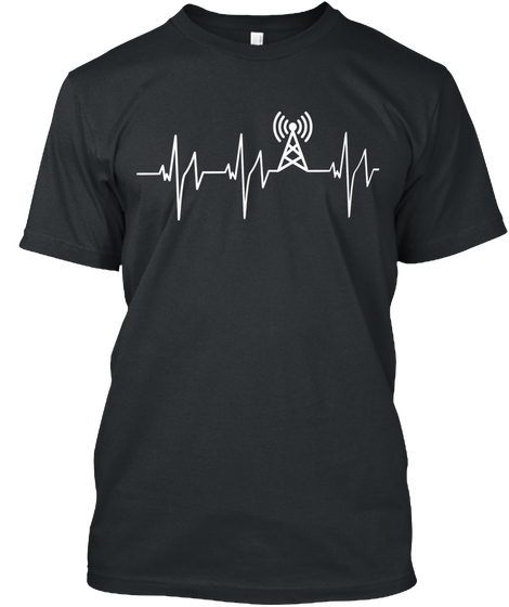 Ham Radio Heartbeat   Limited Edition ! Black T-Shirt Front