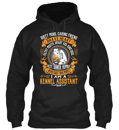 Kennel Assistant   Brave Heart Black T-Shirt Front