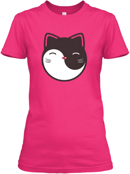 Yin Yang Cat  Heliconia T-Shirt Front