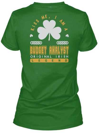 Budget Analyst Original Irish Job Tees Irish Green T-Shirt Back