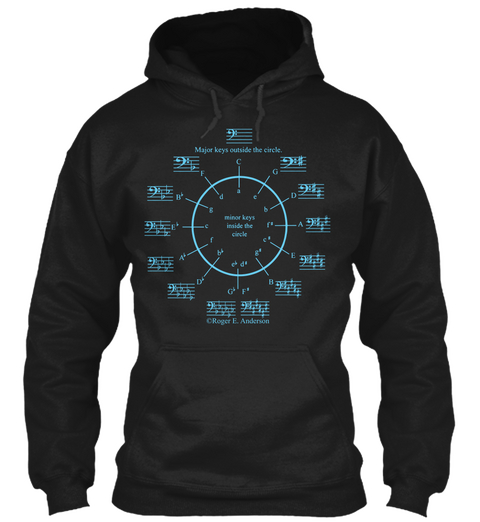 Circle Of 5ths In Light Blue (Hoodie) Black T-Shirt Front