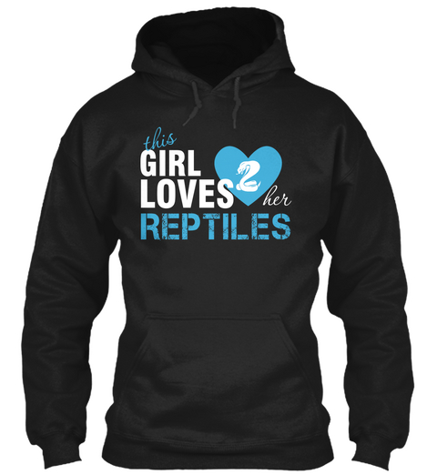 This Girl Loves 2 Her Reptiles Black T-Shirt Front