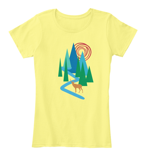 Vintage Style Mountain Art Lemon Yellow T-Shirt Front