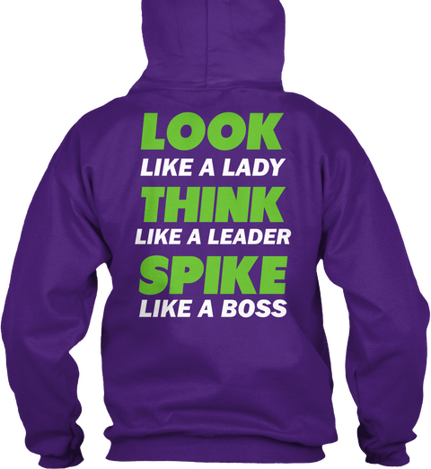 Look Like A Lady Think Like A Leader Spike Like A Boss Purple T-Shirt Back