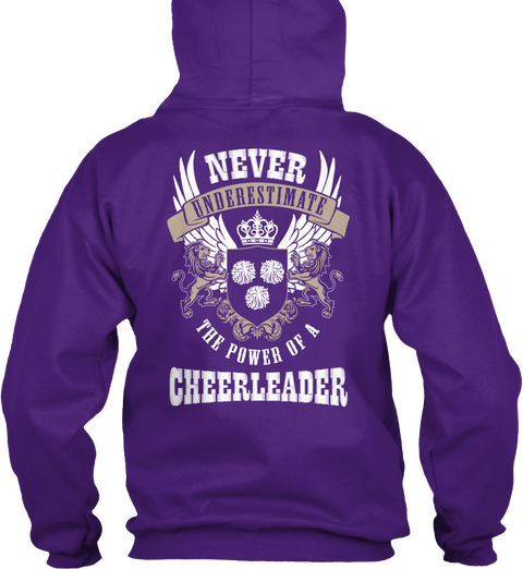 Never Underestimate The Power Of A Cheerleader Purple Kaos Back