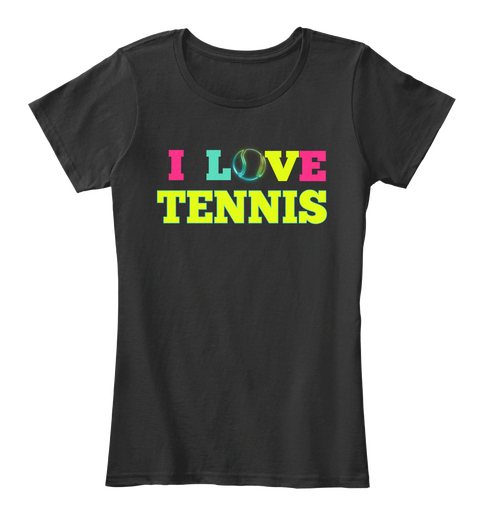 I Love Tennis Black áo T-Shirt Front