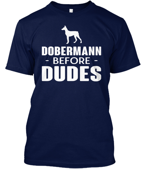 Dobermann Funny Gift T Shirt Navy T-Shirt Front