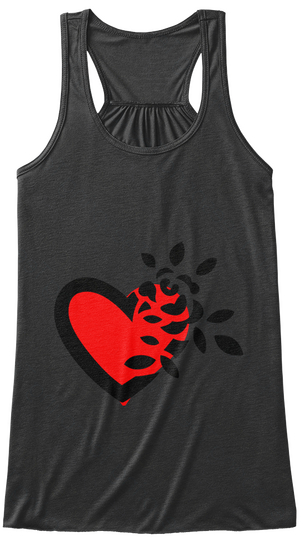Valentines Day Heart Bella+Canvas Tank Dark Grey Heather T-Shirt Front
