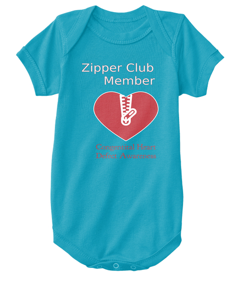 Zipper Club Member Congentital Heart Defect Awareness Turquoise Camiseta Front