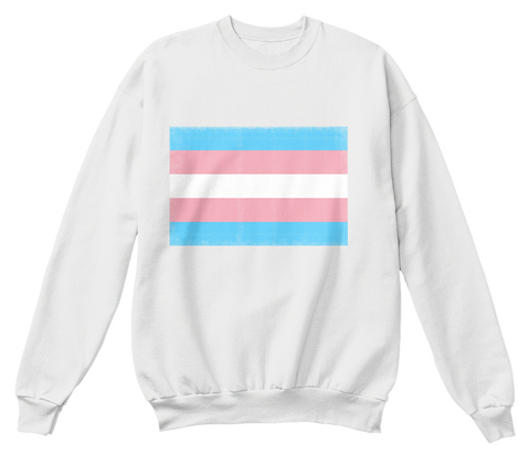 Distressed Transgender Pride Sweatshirt White  T-Shirt Front