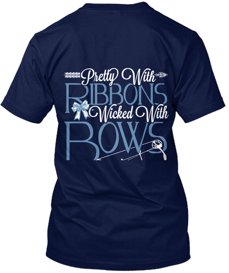 Pretty With Ribbons Wicked With Bows Navy T-Shirt Back