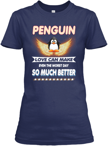 Penguin Make Day Better Navy Camiseta Front
