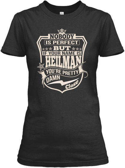 Nobody Perfect Heilman Thing Shirts Black T-Shirt Front