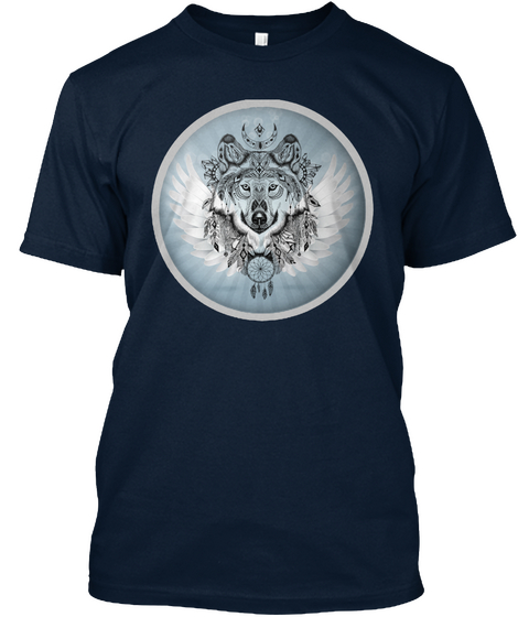 Wolf Spirit  T Shirt New Navy T-Shirt Front