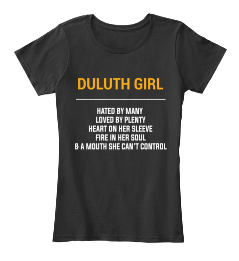 Duluth Mn Girl   Heart On Sleeve. Customizable City Black áo T-Shirt Front