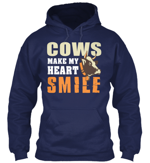 Cows Make My Heart Smile Navy Camiseta Front